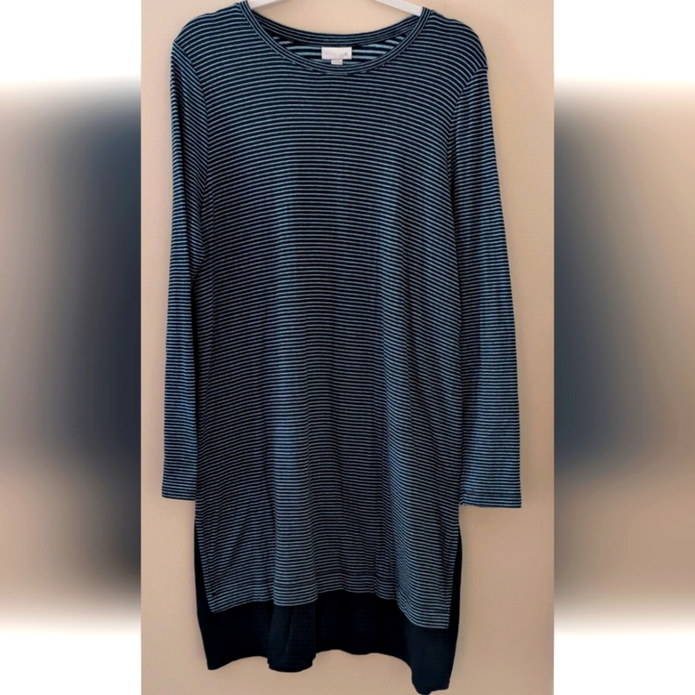 J. Jill Navy and Gray Striped Dress ~ Sz XL